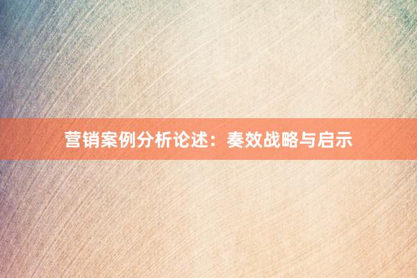 营销案例分析论述：奏效战略与启示